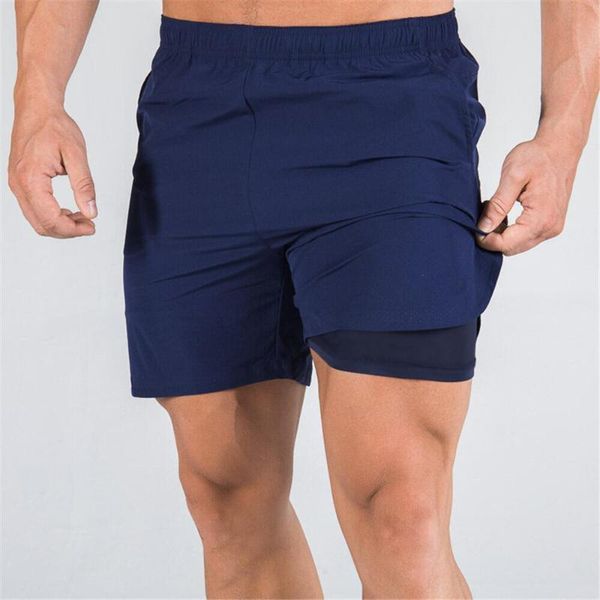 

2019 men's 2 in 1 quick-drying shorts summer security casual short pants male fashion outdoor fitness cycling sweatpants shorts, White;black
