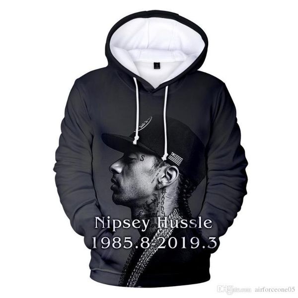 

3d hoodies nipsey hussle new spring summer hooded sweatshirts long sleeved pullovers r.i.p rapp mens, Black