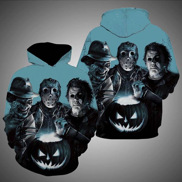 

новые фильмы ужасов фредди джейсон убийцы уличная 3d печать мужская толстовки кофты мужчины женщины с длинным рукавом harajuku пальто a543, Black