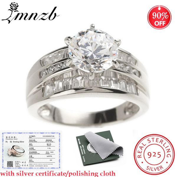 

lmnzb with certificate 100% original 925 silver rings european and american style 2.0ct cz zircon rings for women lr166, Golden;silver