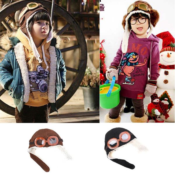 

cute baby toddler boy girl kids pilot cap warm hats earflap beanie melee hats gifts 2styles rra2103