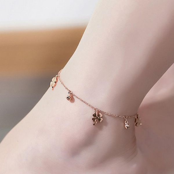 

lucky clover bells charm anklet foot chain women summer sandal ankle new fashion, Red;blue