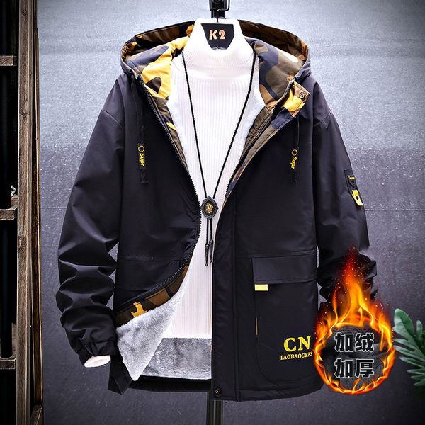 

zogaa man's 2019 new fashion jacket man's casual solid young street style coat male fleece hooded turn-down collar jackets, Black;brown