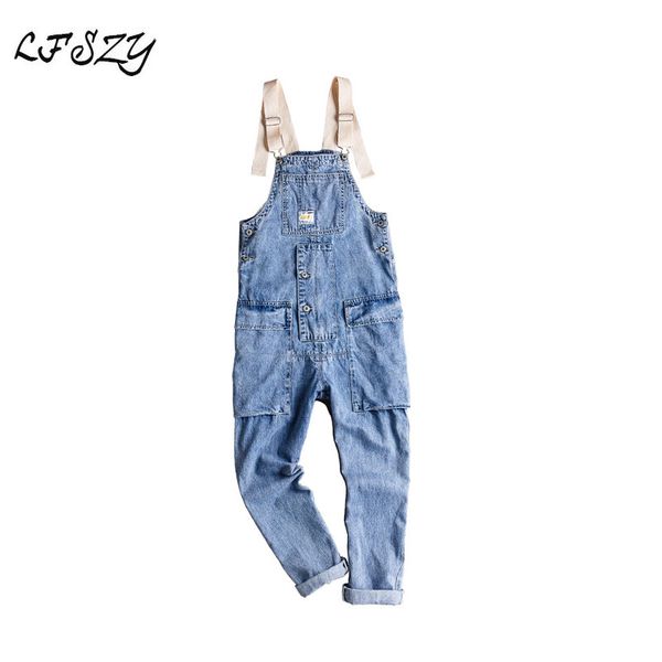 

new retro tooling jumpsuit men's hip hop trend loose bib light korean version of the suspenders more size s-xxl, Blue