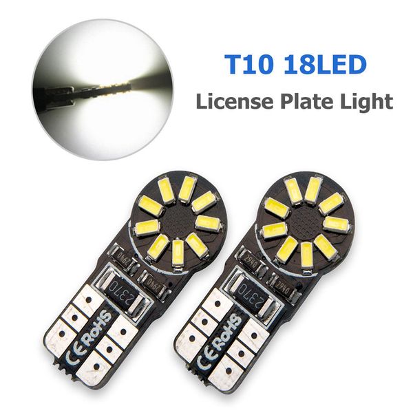 

2pcs t10 4014 18 smd led license number plate light lamp bulbs white w5w 12v 6000k