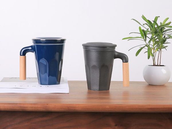 Kapak filtresi çay ayırma bardağı ofis fincan Yaratıcı çay seramik kupa
