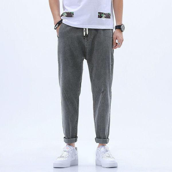 

mens designer ins pants fashion straight jeans black loose wide-legged daddy casual, Blue