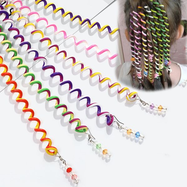 

6pcs rainbow children's braids hair accessories braid hair ring girls curly tools twist braid headdress headbands, Slivery;white