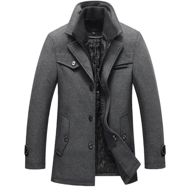 

2018 new men winter шерстяное пальто slim fit куртки mens вскользь толстый хлопок теплое верхняя одежда куртки пальто человек бушлат плюс ра, Black;brown