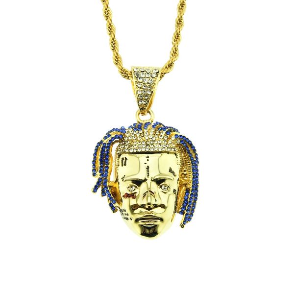 

1pcs hippop singer pendant necklace men's hip hop crystal jewelry stainless steel chain necklace punk rock exaggerated gift, Silver