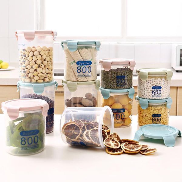 

600~1500ml storage container plastic kitchen refrigerator fresh-keeping jar multigrain storage tank transparent sealed