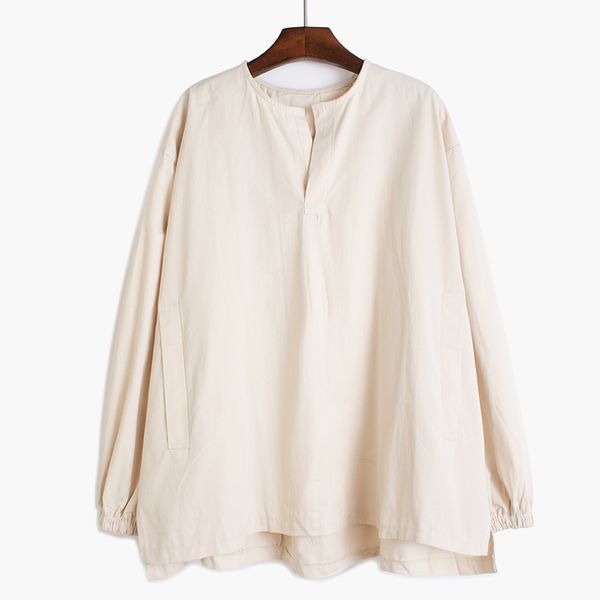 

women black brief big size blouse new round neck long sleeve loose fit shirt fashion tide spring autumn 2020, White