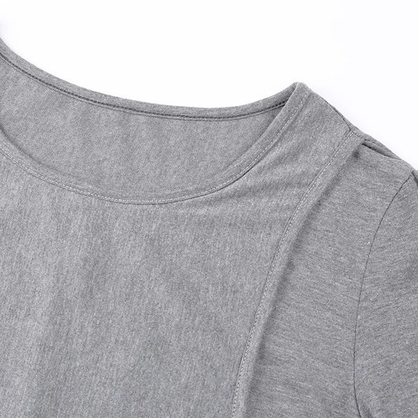 

women tees maternity short sleeve summer clothes irregular hem nursing pregnant t-shirt solid for breastfeeding, White