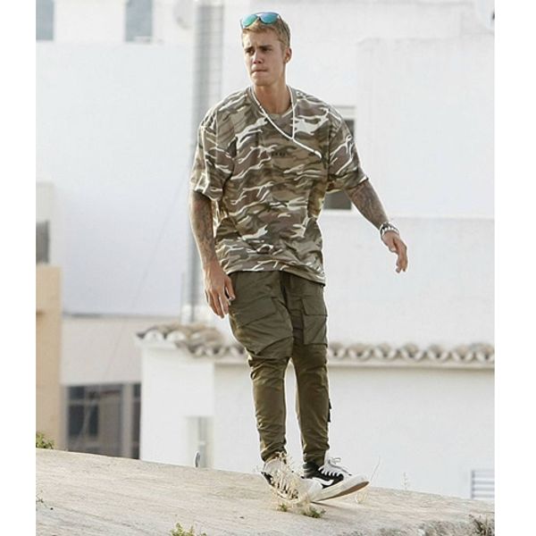 

27-44 justinbieber 2017 мужская одежда шаровары брюки мульти карман молния ноги летающие брюки плюс размер сценические костюмы певца, Black