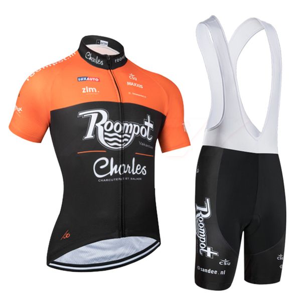 

2020 new roompot short sleeved cycling jersey sets black orange ropa ciclismo mens and womens summer quick dry 9d pad bike shirt, Black;blue