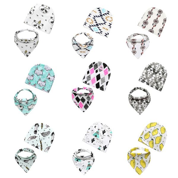 

spring baby hat set +bib cloth set cute cartoon print baby boy hat cotton knitting girl fashion newborn pgraphy, Yellow