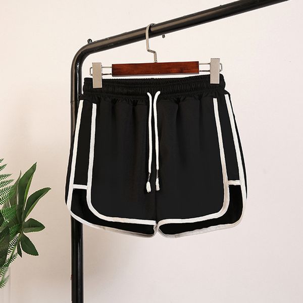 

fashion black shorts women simple splice elastic beach high waist shorts woman casual loose slim plus size shorts female xl, White;black