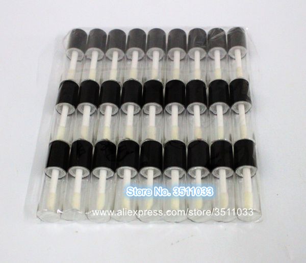 50 pcs vazio transparente labelo labelo tube plástico tampão preto redondo batom frasco de batom frasco amostra pequeno brilho labelo tubo de pacote 3ml