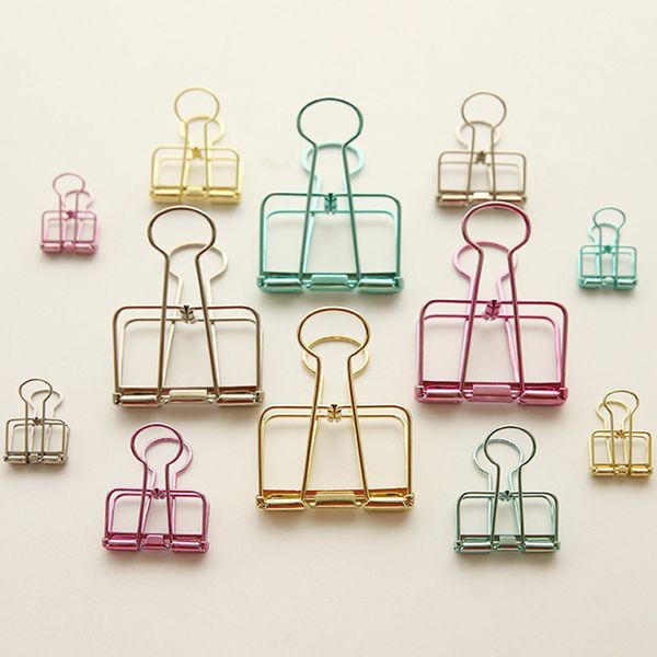 

5pcs/lot cute metal color hollow three size long tail clip folder ticket clip handbook retro puzzle swallowtail