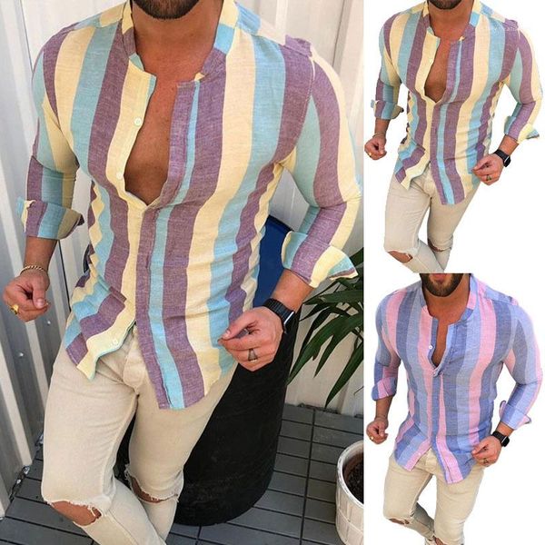 

size s 3xl striped skinny spring summer mens designer shirts casual o neck long sleeve with button male tshirts, White;black