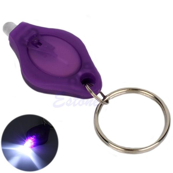 Lila UV-LED-Taschenlampe, Mini-Schlüsselanhänger, Lampe, Taschenlampe, Ausweis, Währung, Passdetektor, Schlüsselanhänger, b505