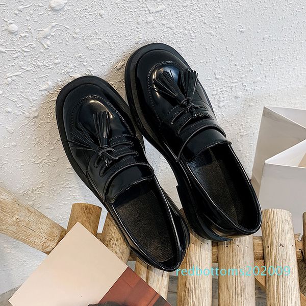 

весенней стиль женщина flat платформа обувь женщина толстой bottom осень burgendy платформа женщины повседневная обувь квартира женщина d01, Black