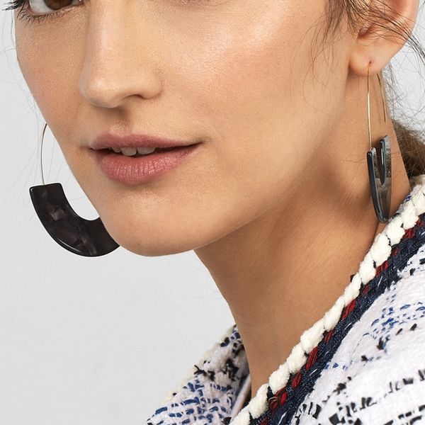 

women bohemian statement drop dangle earring acrylic, Golden