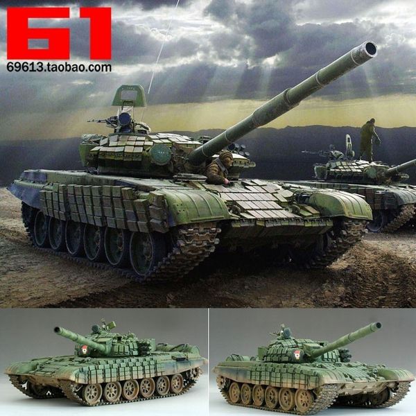 

1: 35 масштаб русский т-72б бронированный основной боевой танк с мотором diy пластиковая сборка модель игрушки y190530