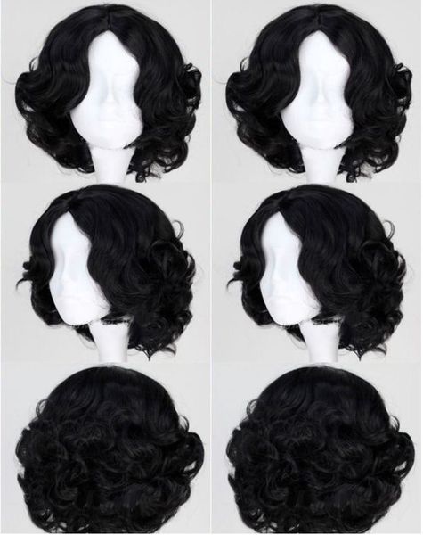 Princess Black Short Curly Wave Women Girl Cosplay Anime Hair