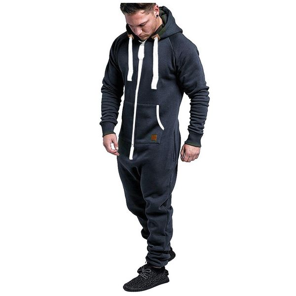 

мужчины pure color сращивание autumn winter casual hoodie печать печать zipper комбинезон плюс размер верхней уличной pantalones hombre # g1, Black