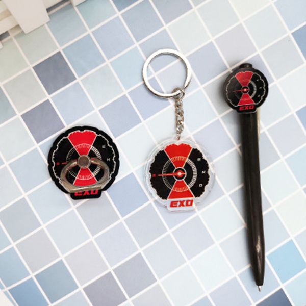 

exo round logo planet 5 exploration mobile phone holder keyring ballpoint pen key chain kai xiu min baekhyun lj260, Silver