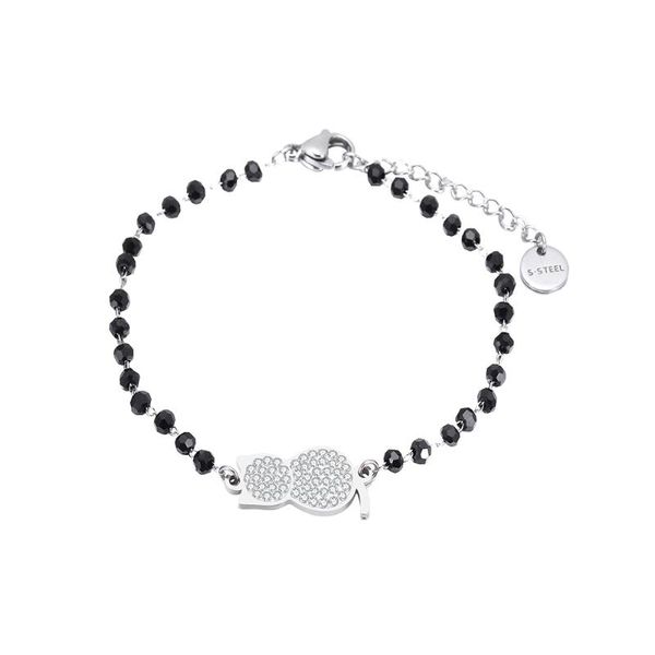 

slivery cat bracelet statement beads chain trendy crystal charm bracelets for friends stainless steel jewelry boho women gifts, Golden;silver
