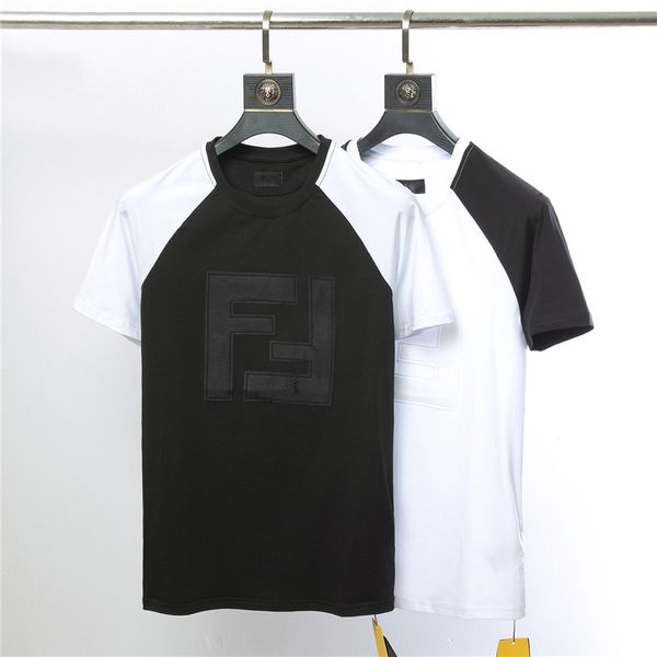 

2020ss весна и лето новый высококачественный хлопок печать с коротким рукавом круглый вырез панели футболка размер: m--xl-xxl-xxxl цвет: че, Black;brown