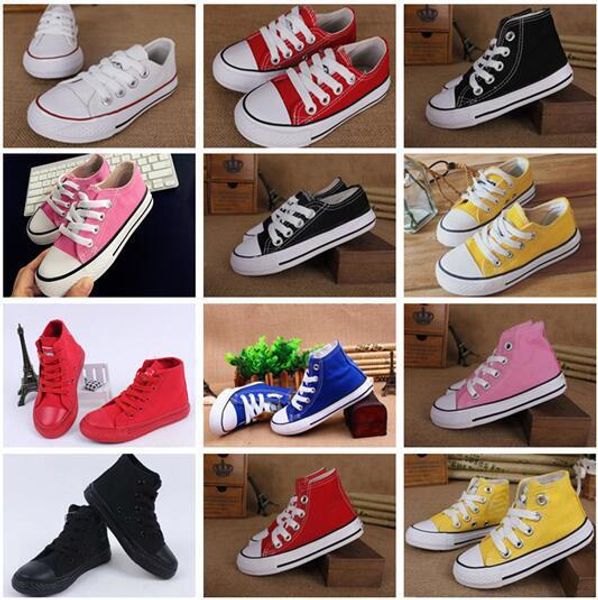 

kids canvas shoes fashion high low children shoes boys and girls sports classic canvas shoe size 23-34 gift, Black