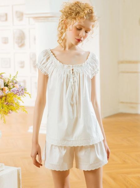 

summer pajamas woman pure cotton sleepwear suit sweet lovely nightshirt summer short sleeve shorts pajamas, Blue;gray