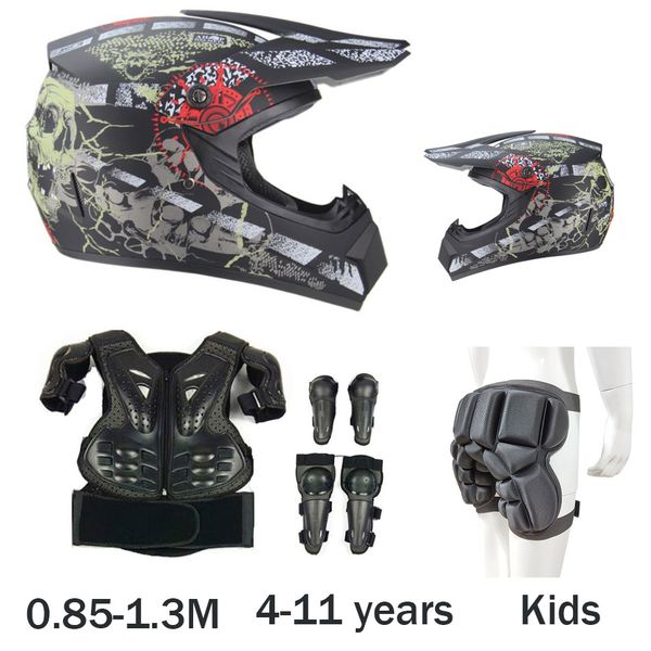 

child latka youth motocross body armor riding vest armor knee elbow guard kids off road motocross helmet, Black