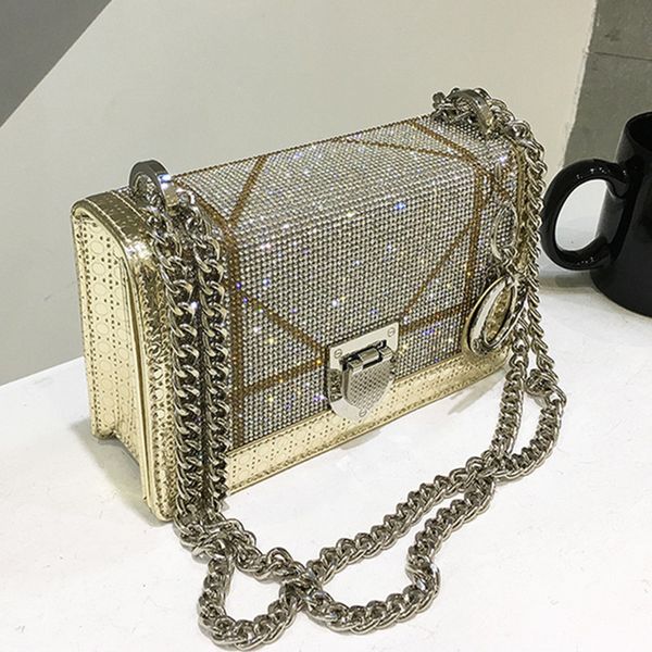 

designer 2019 new diamond fashion leather shoulder messenger clutches bag casual chain luxury handbags women bags designer t05