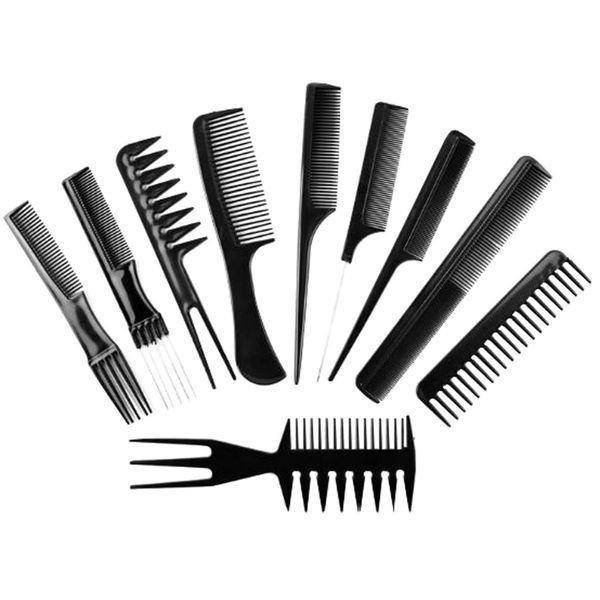 

professional comb set 10pcs black, Silver