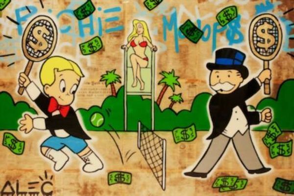

alec monopoly oil painting on canvas graffiti art money tennis home decor handpainted &hd print wall art pictures 191101