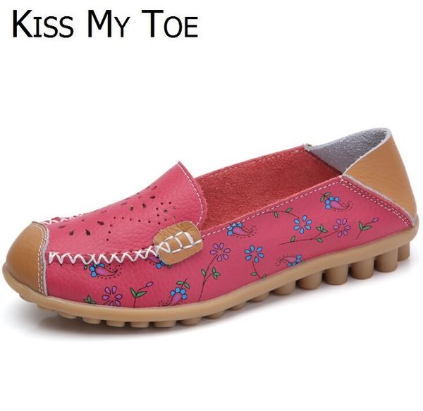 

new 2020 floral genuine leather casual breathable peas boat shoes for women flat ladies trainers chaussure femme zapatos mujer, Black