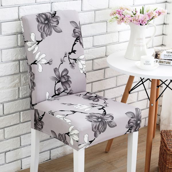 

grey flower printing chair cover washable removable big elastic seat covers slipcovers stretch for banquet l arm wedding31