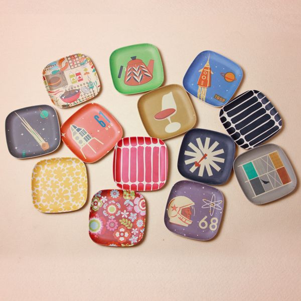 

kitchen snack fruit dishes bamboo fiber square plate mini small food tray