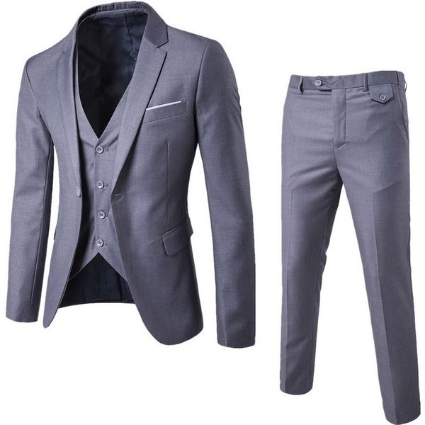

litthing 2019 men's fashion slim suits men's business casual clothing groomsman three-piece suit blazers jacket pants sets, White;black