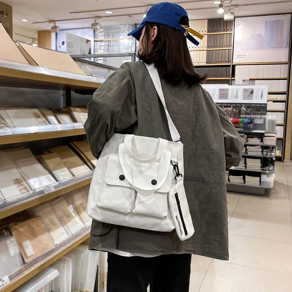 

женщины в стиле ретро плечо сумка холст сумка большой емкости холст сумка кошельки и сумки white # 3