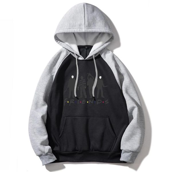 

funny print tv show friends men raglan hoodies horror movie jason clown saw spring winter hoody mens hooded sportswear, Black