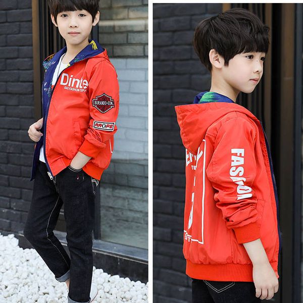

boy clothes coat spring autumn long sleeve hooded fashion printed jacket sportswear 2019 sell new children costume 3-12, Blue;gray