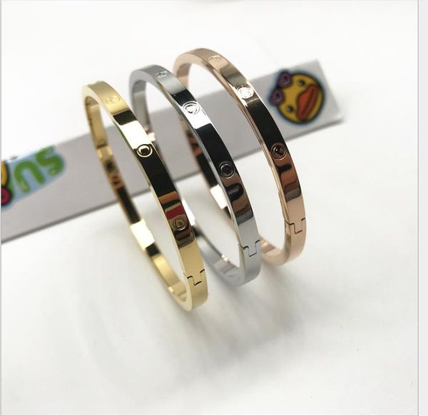 

bracelet narrow edition 18k rose gold bracelet stainless steel wrist ornament couple titanium steel, Golden;silver