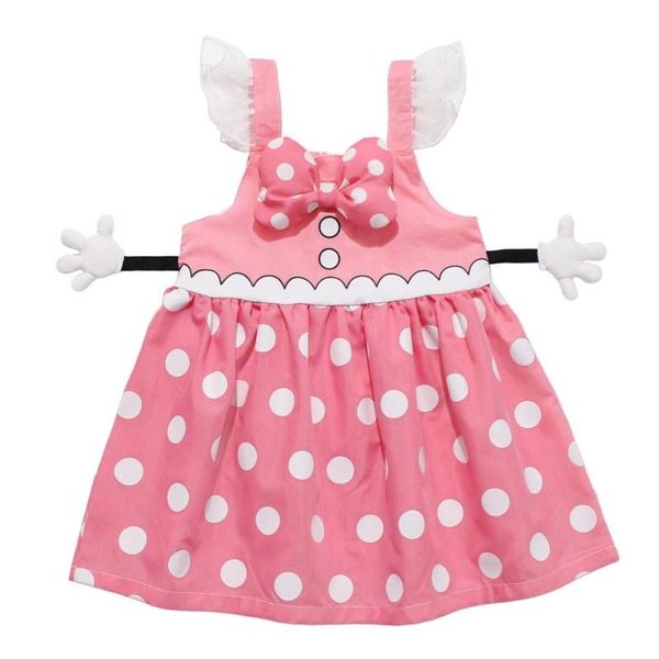 

baby dress cute toddler baby girls dresses white dot pink color cartoon design sweet dresses, Red;yellow