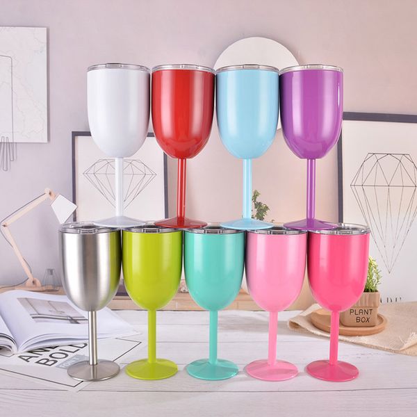 

Factory upply cu tom 10 oz tainle teel champagne flute wine gla vacuum in ulated egg hape goblet with lid