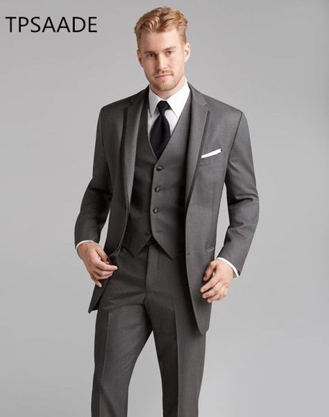 

grey men suits jacket+vest+pant grooms suits for wedding prom slim fit costume mariage men wear blazer jacket, White;black